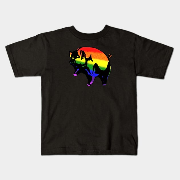 Rainbow Pig Kids T-Shirt by Harley Warren